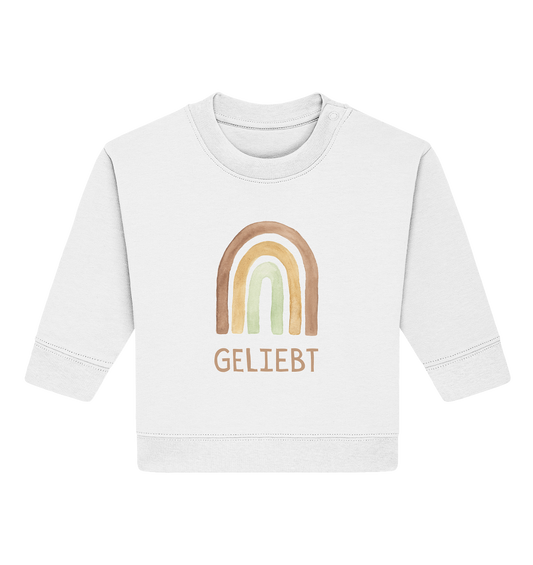 Geliebt Regenbogen grün - Baby Organic Sweatshirt - wertvoll und geliebt 