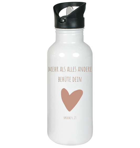Behüte dein Herz - Edelstahl-Trinkflasche - wertvoll und geliebt 