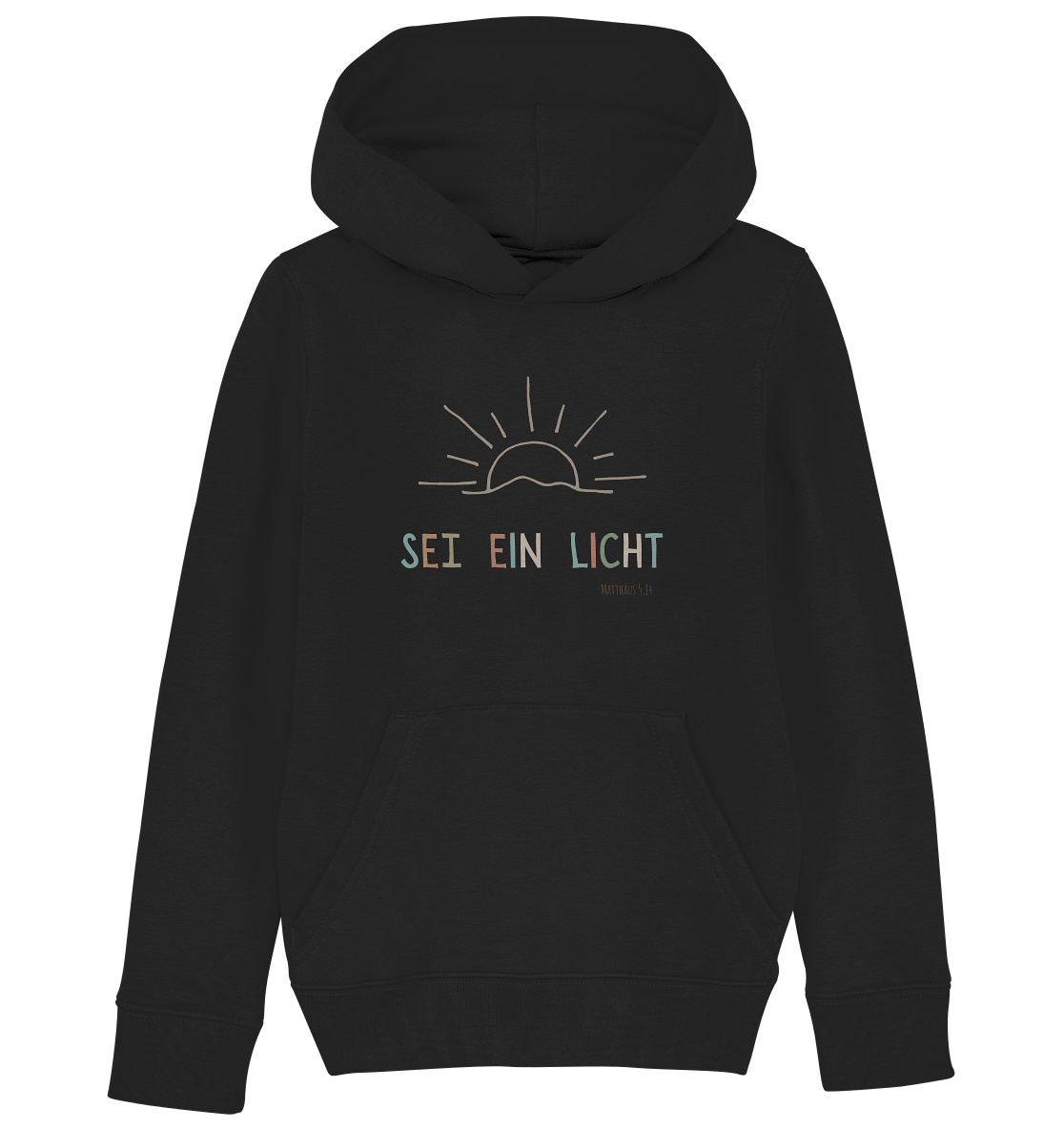 Sei ein Licht - Kids Organic Hoodie - wertvoll und geliebt 