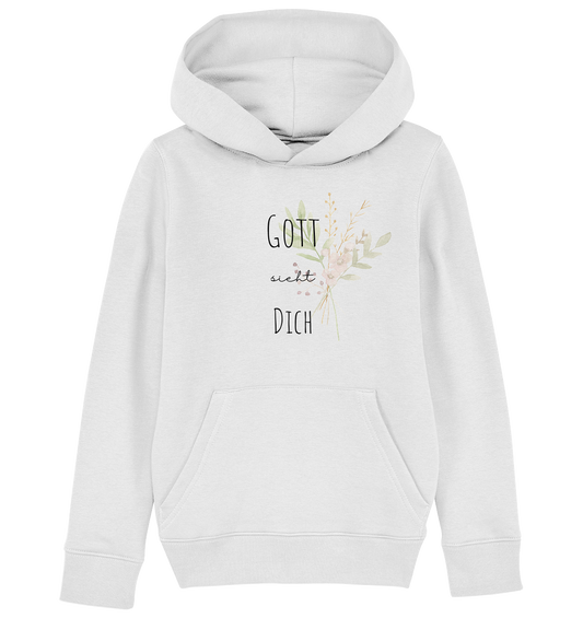 Gott sieht Dich - Kids Organic Hoodie - wertvoll und geliebt 